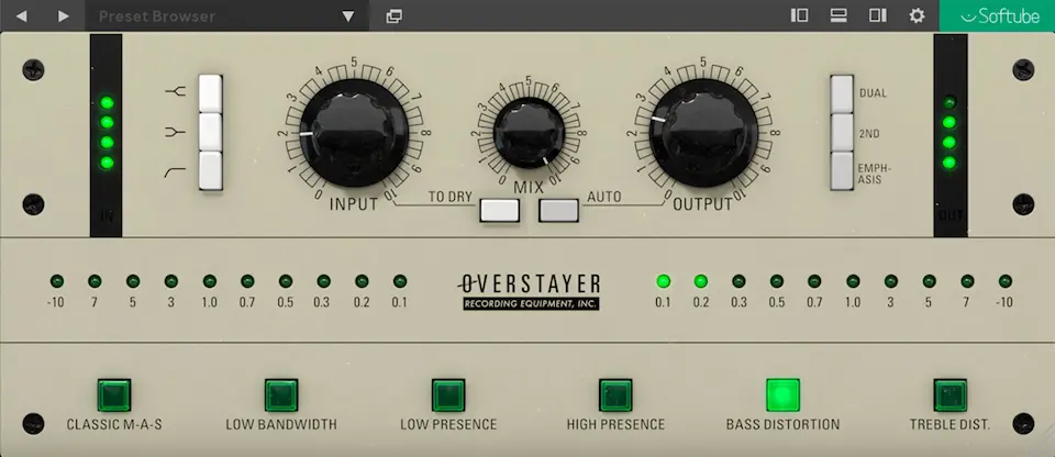 Best Distortion VST Plugins: Softube - Overstayer M-A-S